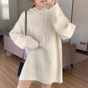 VILZSTUDIOS Cozy Wool Knitted Hooded Mini Dress