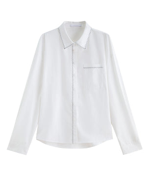 VILZSTUDIOS Minimalist Contrast Trim Cotton Shirt