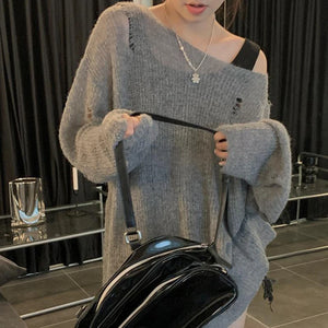 VILZSTUDIOS Fluffy Off Shoulder Knitted Top
