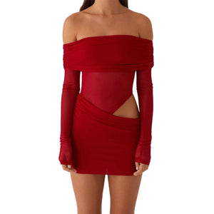 VILZSTUDIOS Sexy Ruched Off-Shoulder Bodycon Dress Women