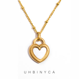 VILZSTUDIOS Black & White Double-sided Heart-shaped Pendant Necklace