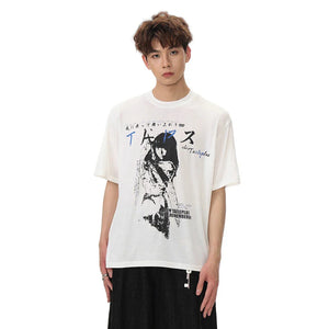 VILZSTUDIOS Retro Cartoon Portrait Print Loose T-Shirt