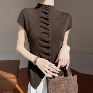 VILZSTUDIOS Luxurious Chinese Style Wool Blouse