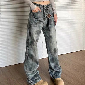 VILZSTUDIOS Vintage American Retro Loose Flared Jeans
