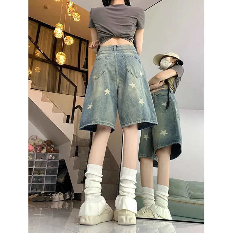 VILZSTUDIOS Vintage High Waist Wide Leg Short