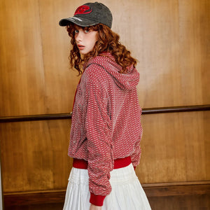 VILZSTUDIOS Edgy Casual Patterned Hooded Jacket