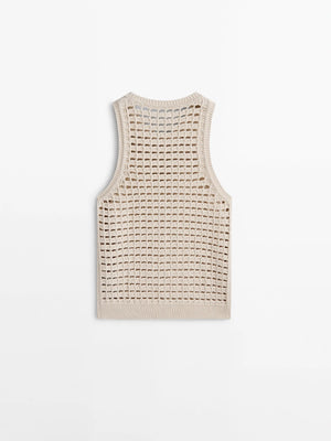 VILZSTUDIOS Sleeveless Knit Openwork Tank Top