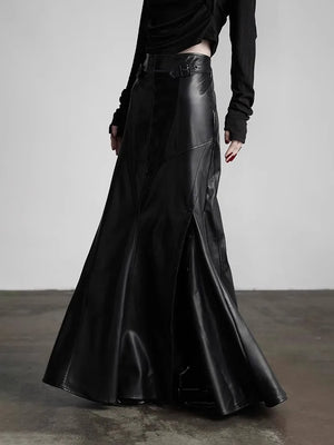 VILZSTUDIOS Luxury Black Soft PU Leather Skirt