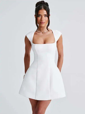 VILZSTUDIOS Square Collar Short Sleeve Mini Dress