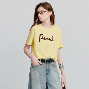 VILZSTUDIOS Comfortable Letter Print Round Neck T-Shirt