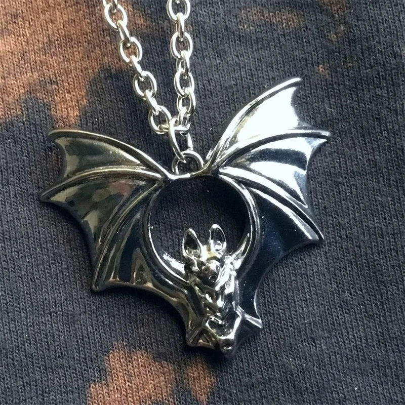 VILZSTUDIOS Stainless Steel Punk Bat Pendant Necklace