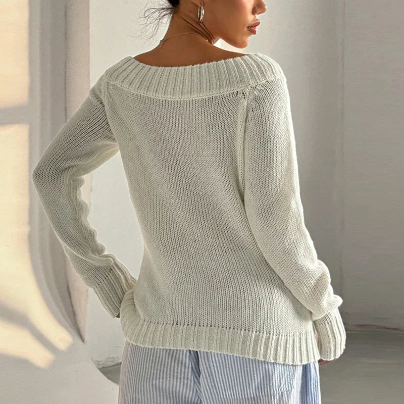 VILZSTUDIOS Chic Solid Knitted Sweater