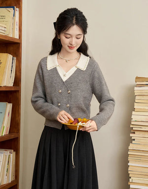 VILZSTUDIOS Gray Beaded Knitted Cardigan