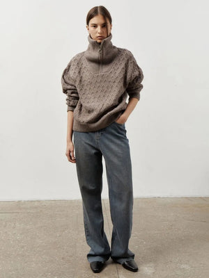 VILZSTUDIOS Chunky Cable Knit Turtleneck Sweater