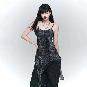 VILZSTUDIOS Gothic Tie Dye Mesh Tank Top