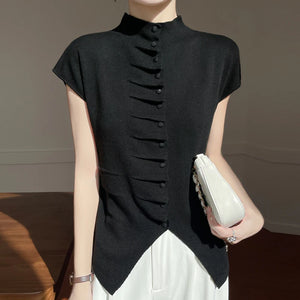 VILZSTUDIOS Luxurious Chinese Style Wool Blouse