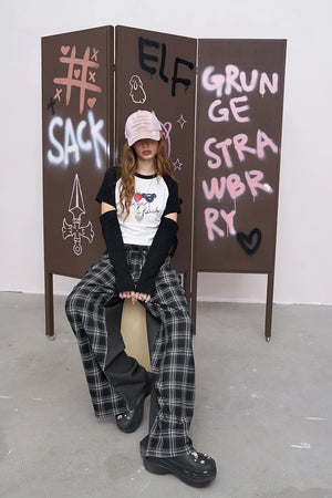 VILZSTUDIOS Streetwear Plaid Wide Leg Lounge Pants