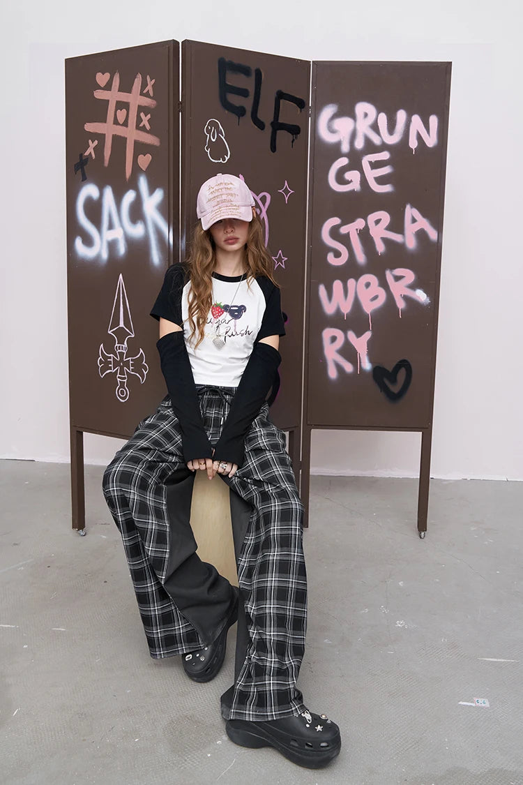 VILZSTUDIOS Streetwear Plaid Wide Leg Lounge Pants