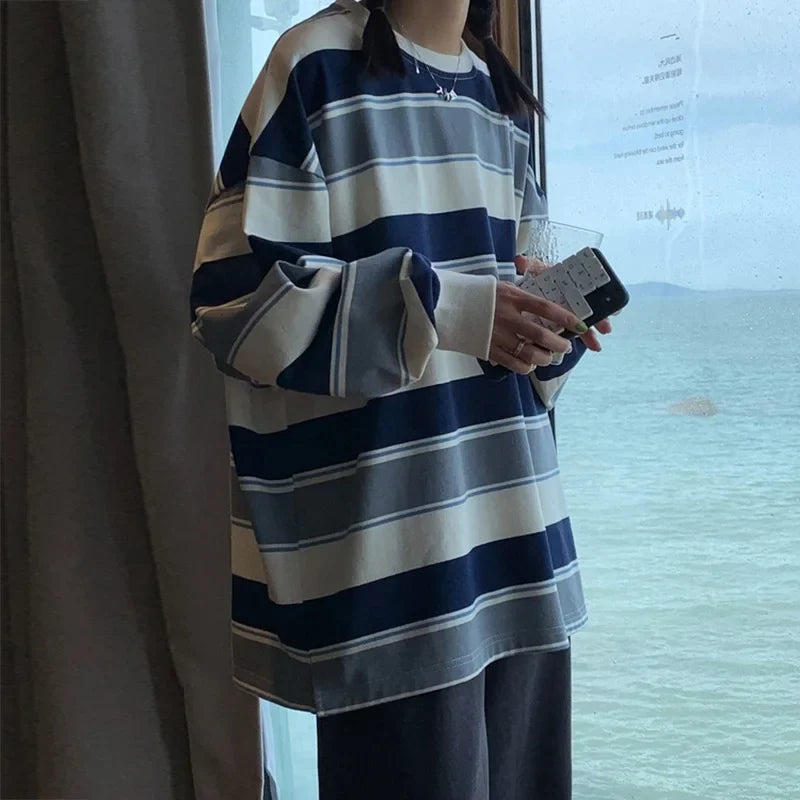 VILZSTUDIOS Striped Long Sleeve Cotton T-shirt