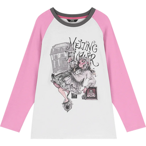 VILZSTUDIOS Color Block Cartoon Print Long Sleeve Top