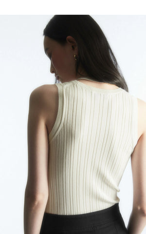 VILZSTUDIOS Striped Silk Blend Tank Top