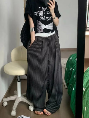 VILZSTUDIOS Elegant High Waist Striped Pants
