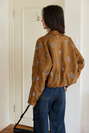 VILZSTUDIOS Brown Embroidered Retro Jacket