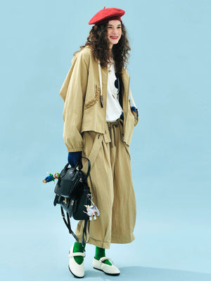 VILZSTUDIOS Beige Casual Loose Trendy Outwear Jacket