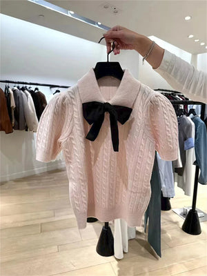 VILZSTUDIOS Chic Bow Tie Sweater