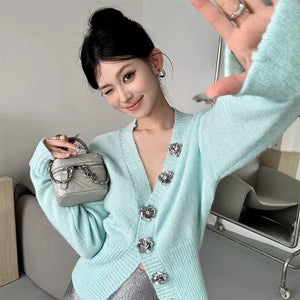 VILZSTUDIOS Floral Knitted Wool Cardigan