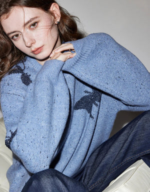 VILZSTUDIOS Butterfly Bead Jacquard Sweater