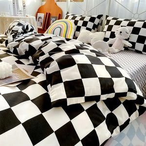 VILZSTUDIOS Soft Plaid Queen Size Duvet Bedding Set
