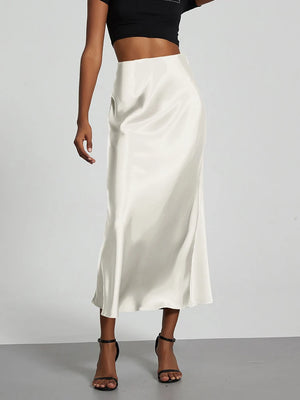 VILZSTUDIOS Elegant Satin High Waist Long Skirt