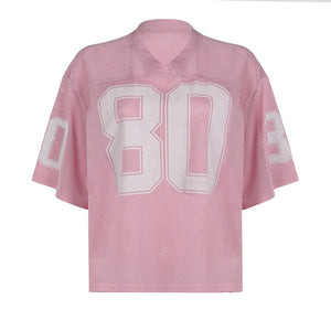 VILZSTUDIOS Stylish Number Print V-Neck Football T-Shirt