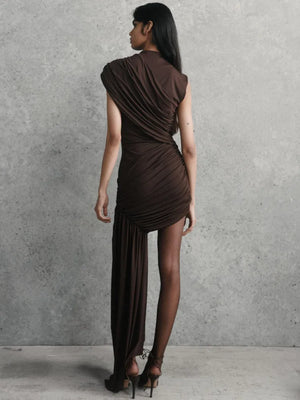 VILZSTUDIOS Elegant Draped Ruched Mini Dress Women