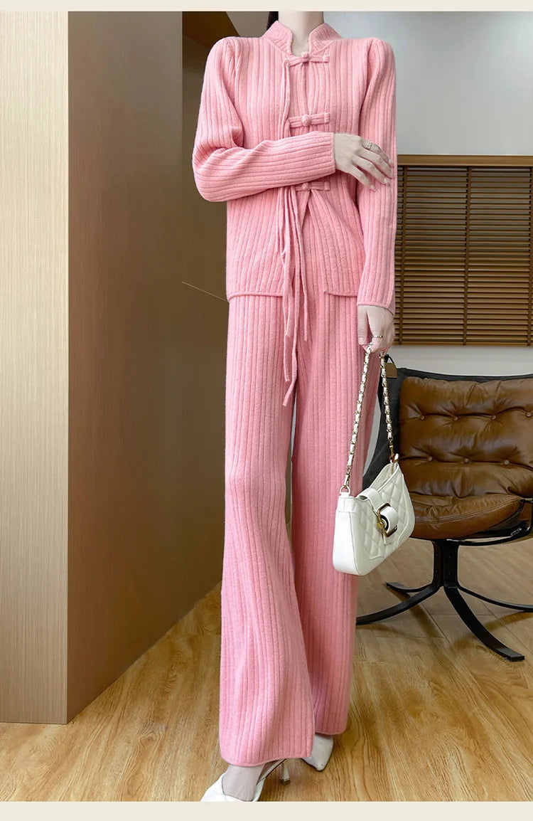 VILZSTUDIOS Elegant Retro Wool Two-Piece Set Pants