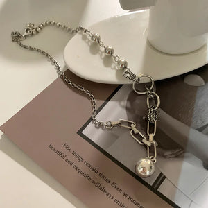 VILZSTUDIOS Geometric Punk Asymmetric Ball Pendant Necklace