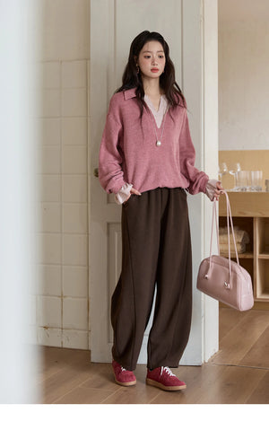 VILZSTUDIOS French Style Stand Collar Long Sleeve Top