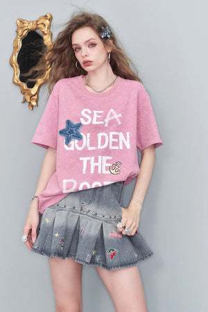 VILZSTUDIOS Casual Sea Star Graphic T-Shirt
