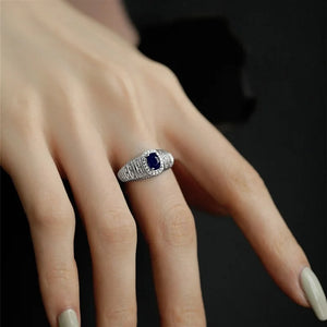 VILZSTUDIOS Vintage Blue Stone Geometric Stackable Ring