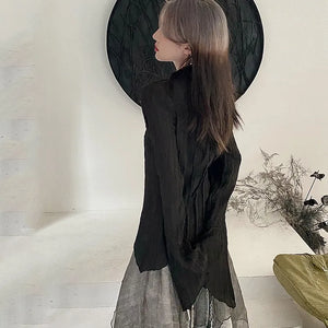 VILZSTUDIOS Gothic Black Irregular Designer Blouse Shirt