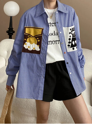 VILZSTUDIOS Plaid Knit Patch Pocket Shirt
