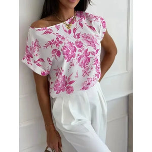 VILZSTUDIOS Floral Loose Round Neck Blouse