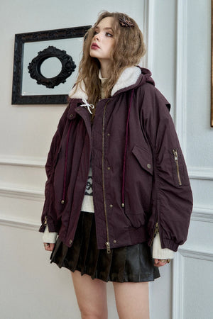 VILZSTUDIOS Retro Purple Fur Lapel Jacket