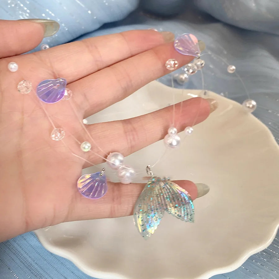 VILZSTUDIOS Vibrant Acrylic Fish Tail Beach Necklace