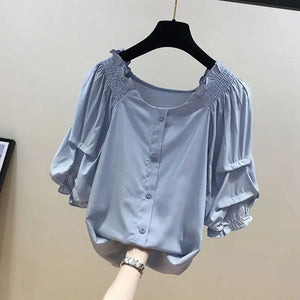 VILZSTUDIOS Chic Off-Shoulder Chiffon Blouse