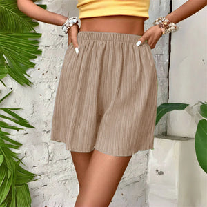 VILZSTUDIOS Solid High Waist Summer Shorts Pants