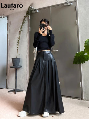 VILZSTUDIOS Luxury Black Pleated Maxi Skirt