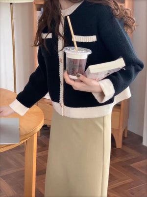 VILZSTUDIOS Chic Knit Contrast Cardigan