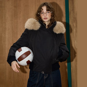 VILZSTUDIOS Retro Puffer Jacket With Fur Collar